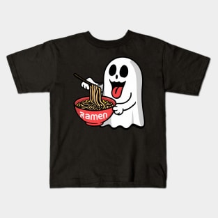 Ghost eating ramen noodles Kids T-Shirt